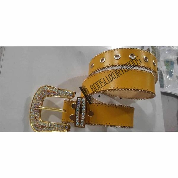 

2022 designer belt bb simon belts for men women shiny diamond belt yellow313g, Black;brown