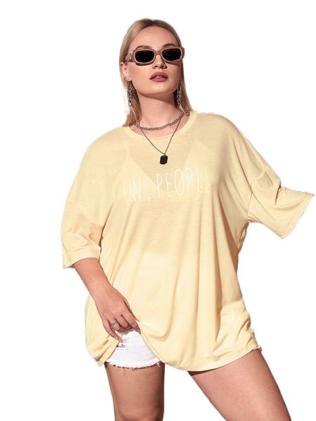 

plus letter graphic drop shoulder tee 28ni#, Black