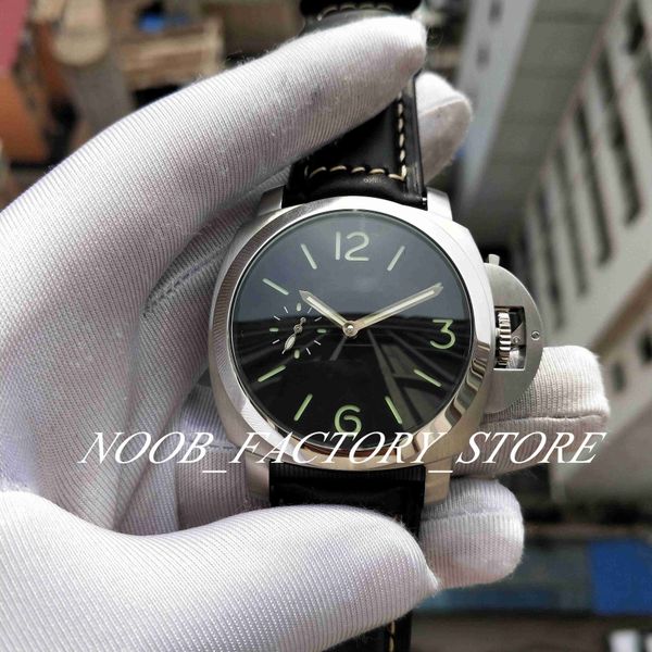 

super factory watch of men leather strap 47mm mechanical automatic movement 1950 power reserve clear back diving mens luminous wristwatch wa, Slivery;brown