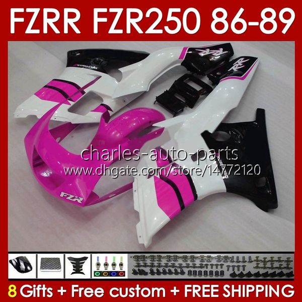 Verkleidungen rosa weiß schwarz Kit für Yamaha FZR250R FZR250 FZR 250 R RR 86 87 88 89 FZR-250 Karosserie 142No.89 FZR250RR 86-89 FZRR FZR 250R 250RR FZR-250R 1986 1987 1988 1989 Karosserie