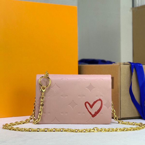 

ladies mini shoulder bag leather classic embossed stars flower pink heart graffiti hardware chain crossbody bag famous luxury designer handb