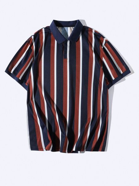 

men vertical striped polo shirt m21p#, White;black