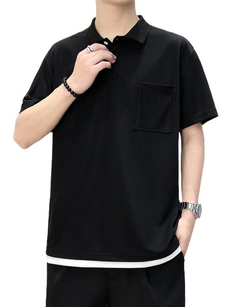 

men patched pocket polo shirt w89u#, White;black