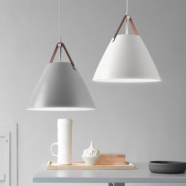 Lâmpadas pendentes Lâmpada moderna Cone White Hanglamp Dining Room Living Bar Light Luminire Kitchen Lighting Lighting Nórdico Céu