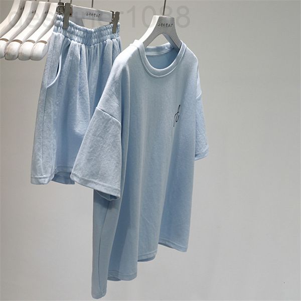 

two piece dress designer sportswear women's spring and summer 2022 new korean short sleeved t-shirt + wide leg shorts leisure sports tw, White