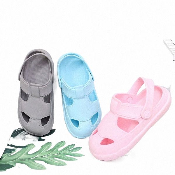 

fashion boy girl beach slippers children sandals cro summer cartoon kids shoes eva resistance breathable antislip baby t200513 g9gu#, Black