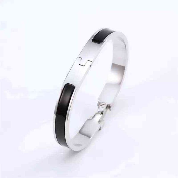 

fashion 8mm bangle stainless steel charm bracelets women luxury jewelry designer letter bangles orange color enamel gift for love98yv, Black