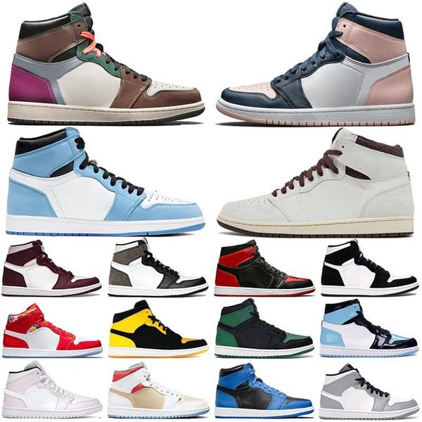 

pine green black 1s basketball shoes jumpman 1 bloodline men designer sneakers fearless obsidian unc patent gold black toe trainers us5.5-12