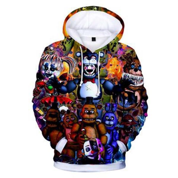 

kids five nights at freddy 3d hoodies fashion autumn hooded long sleeve five nights at freddy's sweatshirts hoodies clothing225g, Black