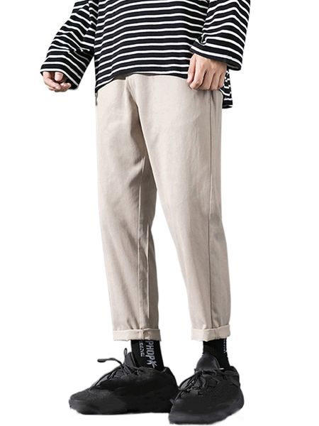 

men solid straight leg pants x6de#, Black