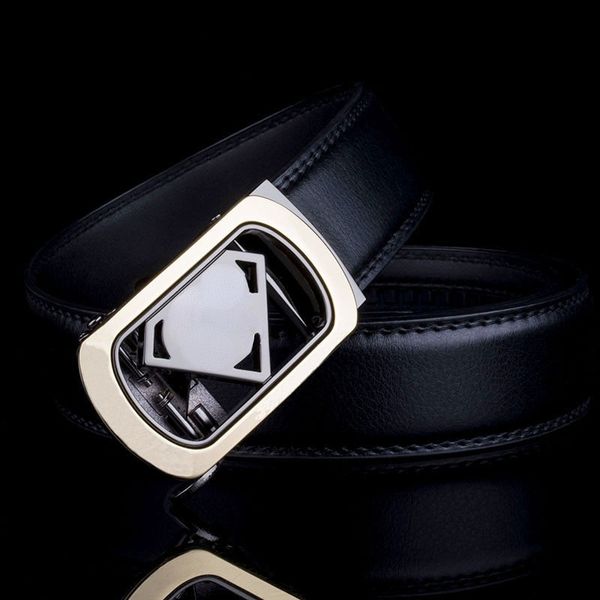 

classic luxury men's belts automatic buckle leather fashion cowhide leisure youth trouser waistband, Black;brown