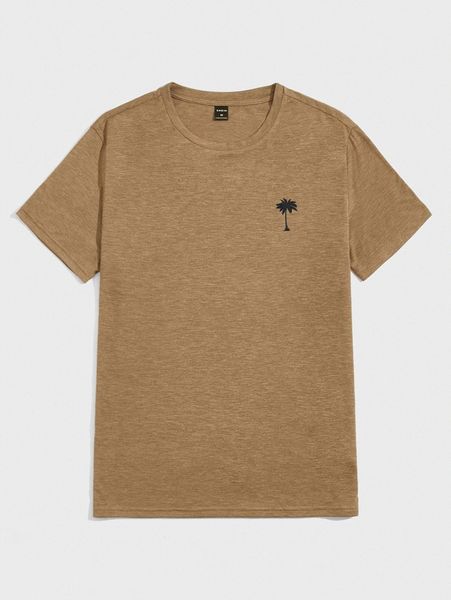 

men tree print round neck tee a9cp#, White;black