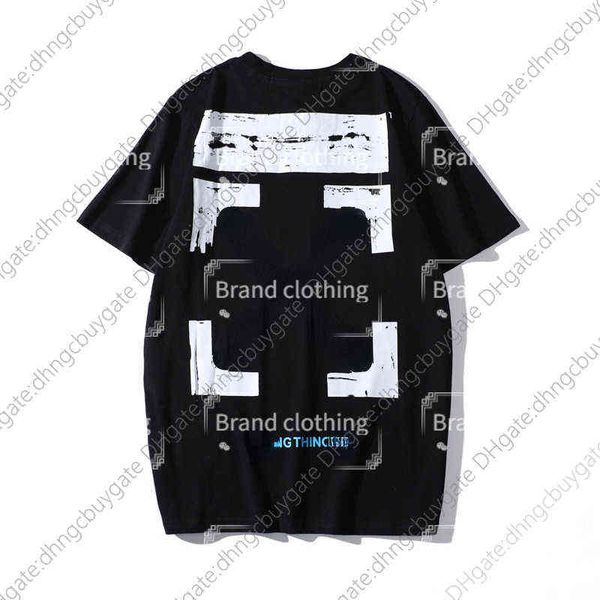

luxury fashion brand designer monet white oil painting arrow t-shirt men's and women's loose fitting couple's limited short s, White;black