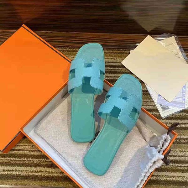 

designer slipper herme flat shoes summer slippers hermss fashion sandals 2022 h women organ leater flops wear beac 1ytq, Black