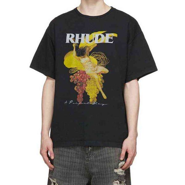 

chaopai american rhude a perfect day tee casual round neck short sleeve t-shirt, White;black