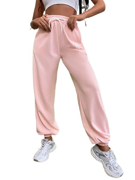 

letter graphic drawstring waist joggers o7uv#, Black;white