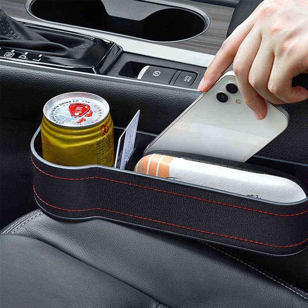 

2pc car seat gap storage box cup pu leather pocket catcher car organizer phone bottle cups holder multifunctional car accessories y220414