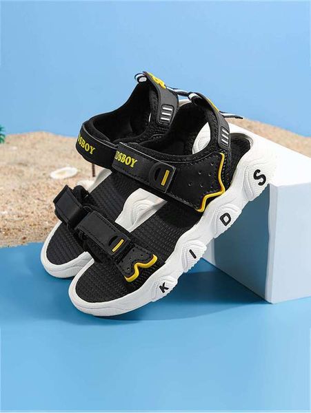 

boys letter graphic sport sandals she02, Black;red