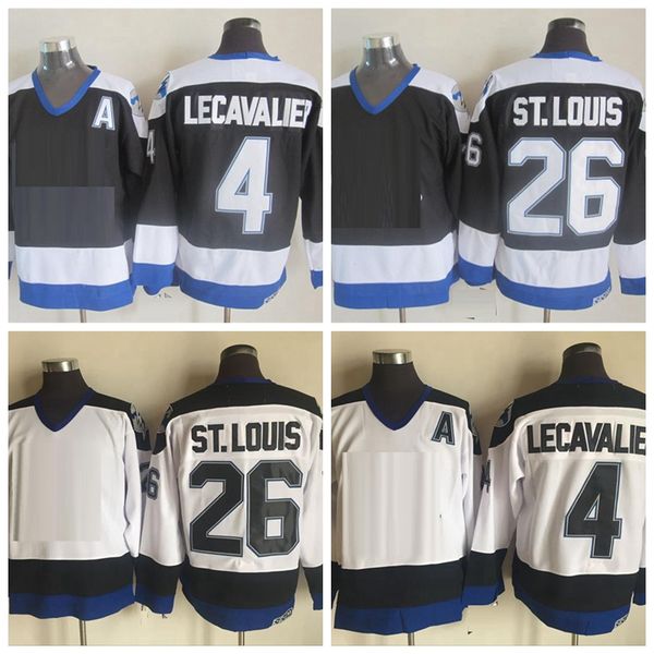 

vintage 26 martin st. louis 4 vincent lecavalier hockey jerseys mens black white stitched jersey m-xxxl, Black;red