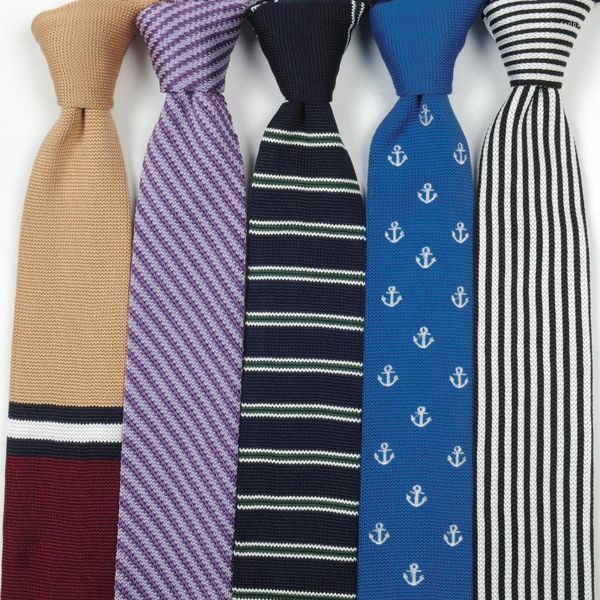 Laço amarra britânica malha plana masculina malha estreita gravata de 6 cm de lã de lã de lã de casamento branco camisa de gravata para homens acessórios Fred22