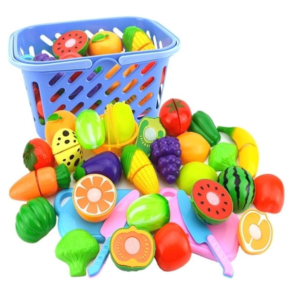 Fai finta di giocare in plastica per alimenti giocattolo Tagliare frutta e verdura Cibo Fai finta di giocare per bambini Giocattoli per bambini Giocattoli educativi LJ201211