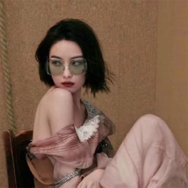 

designer sunglasses g's new large frame face small sunglass ni ni's same herringbone hollow out sunglass gg0817, White;black