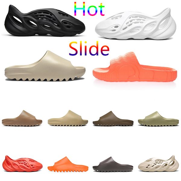 

slides sandals men foam runner slippers sneakers shoes black white bone core red orange sand summer resin flat men women designer beach fash