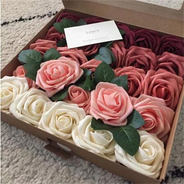 30 Köpfe 8 cm künstliche PE-Schaum Rose Blumen Brautstrauß Blume für Hochzeit Party dekorative Scrapbooking DIY Blume GC1214