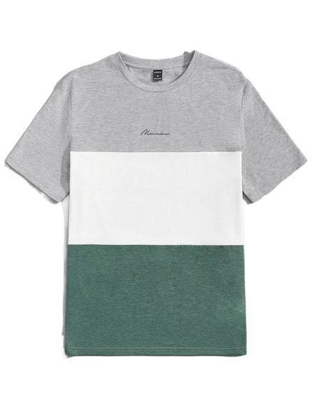 

men color block letter graphic tee r82z#, White;black