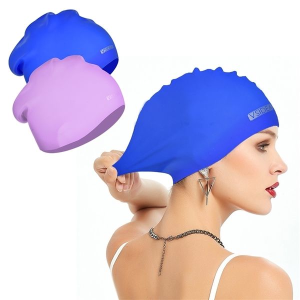 Grande Silicone Swim CapLong Hming Cap para Mulheres Extensões e Cabelo Encaracolado 2PackComfortable Dreadlocks Waterprof 220621