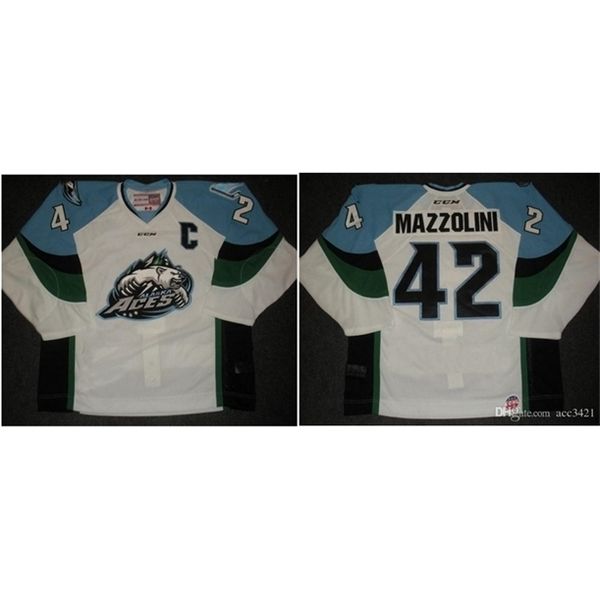 Thr Custom Men Youth women Thr tage ECHL 2013 14 Alaska Aces 42 Nick Mazzolini CCM Hockey Jersey Taglia S-5XL o personalizzato qualsiasi nome o numero