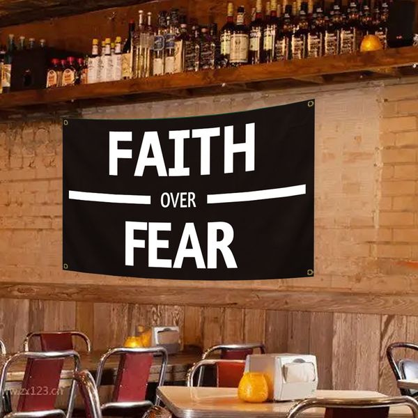 

faith over fear flag banenr 3x5 ft with brass grommets for college dorm frat man cave party decoration