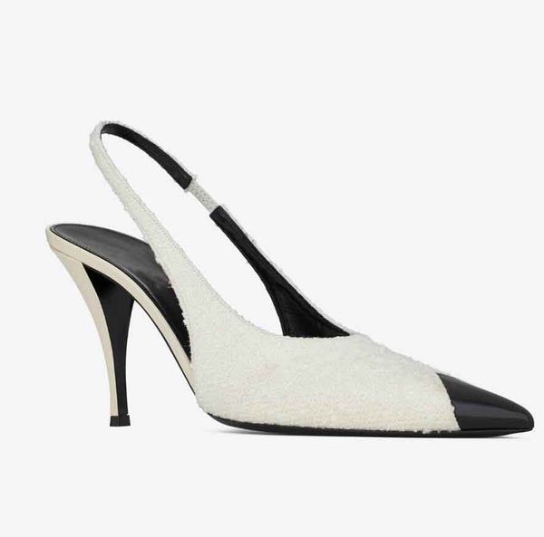 22s novo elegante vesper sling sandálias sapatos para mulheres cadeia-aparado camurça pointed toe bombas bombas cadeia-embelezando telhas de tornozelo senhora sapato branco sapato branco