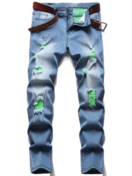 

men ripped skinny jeans without belt h9ee#, Blue