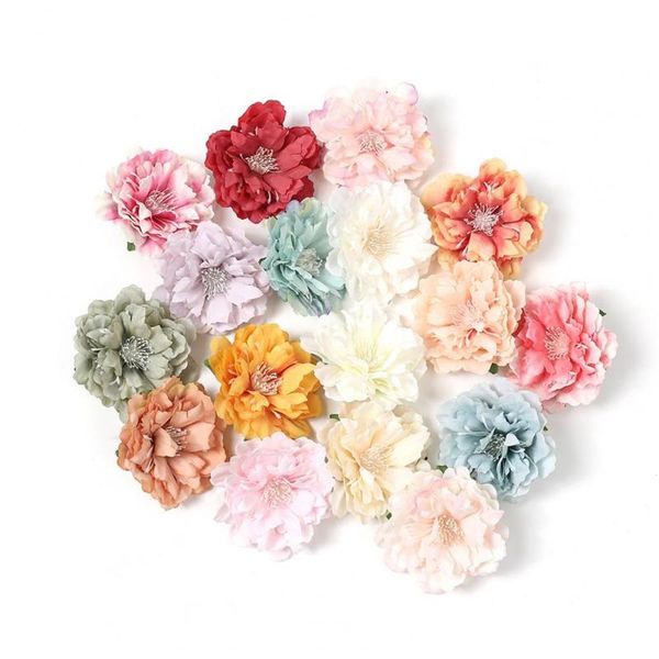 Flores decorativas grinaldas portáteis Beautiful Peony Simulation Flower Head Antifail Planta Artificial Durável para Partimento