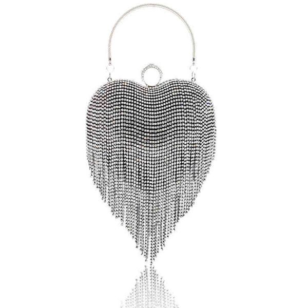 

popular heart-shaped makeup diamond inlaid dinner banquet hand bag drs wedding bag