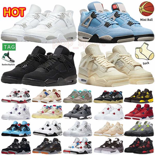 

2022 jumpman 4 4s basketball shoes university blue tech white sail white cement pure money red thunder pony hair guava ice sneakers women