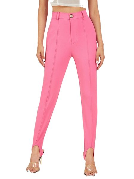 

stitch trim stirrup pants 08im#, Black;white
