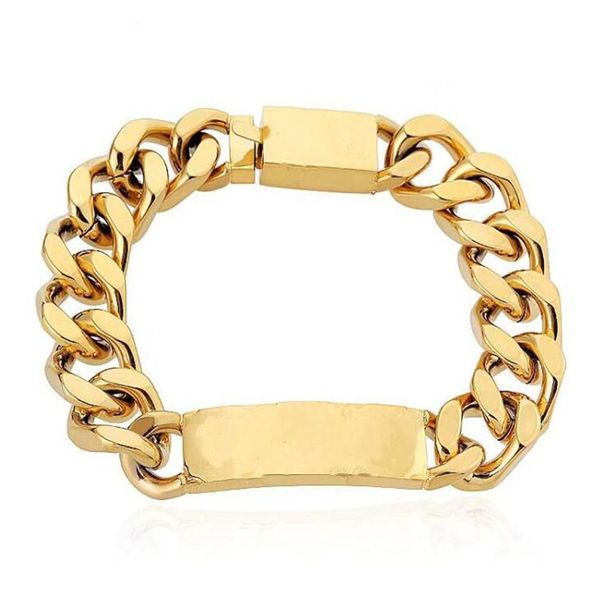 

designer bracelets for men and women stainless steel cuban link iced out bracelets bracciali chain bracelet for women male drop sh318w, Black