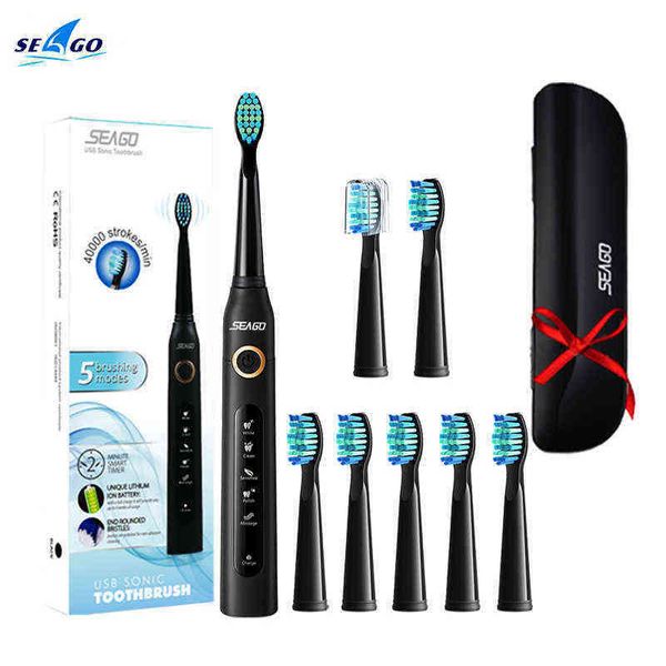 

toothbrush seago sonic electric toothbrush sg 507 timer brush 5 modes usb charger rechargeable tooth brushes replacement heads set 0315