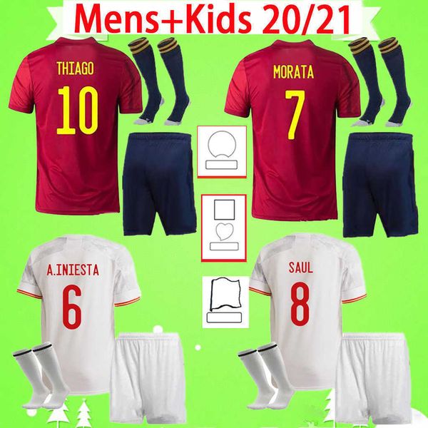 

kids kit with socks soccer jerseys 2020 2021 rodrigo pedri ferran koke sarabia morata ramos thiago gaya children football shirt 20, Black