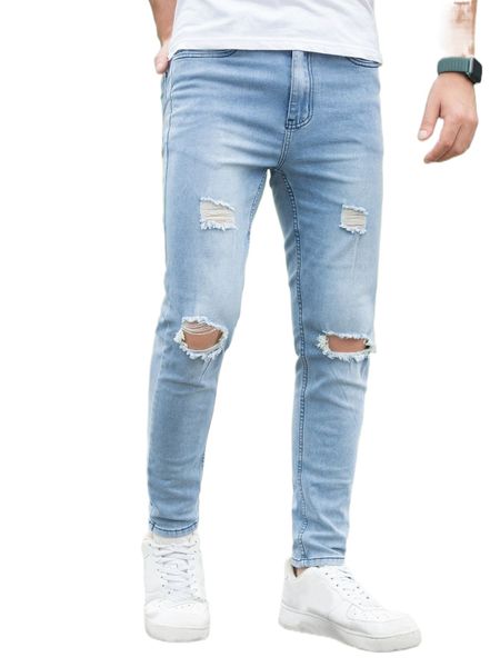 

men ripped washed jeans n6qz#, Blue