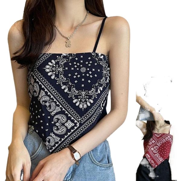 

women's tanks & camis ladies slim fit ethnic printed sling backless fashion camisole comfortable casual k5wu#, White