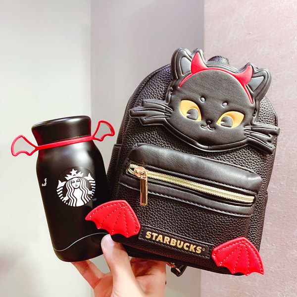 

starbucks water cup 2021 wansheng thermos cup with black cat backpack student cartoon stainless steel drinking cup