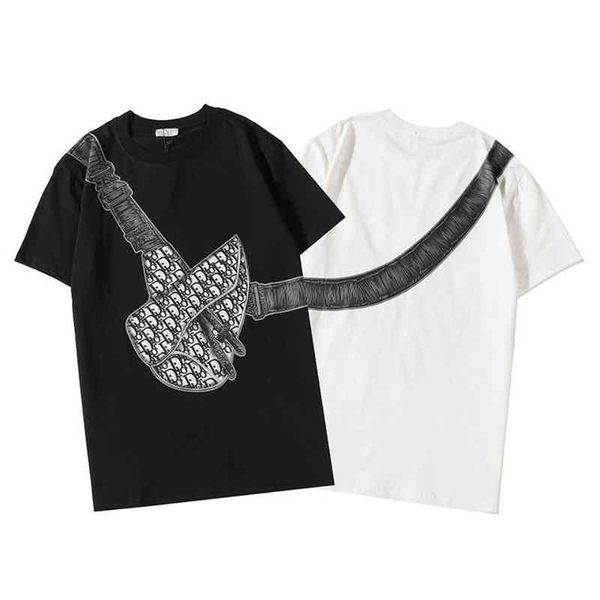 

2022 brand t shirt 2022 spring summer net red same style messenger bag printed t-shirt social spirit, White;black