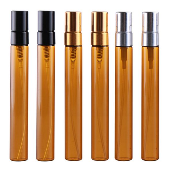 

10ml brown glass tube spray half cover aluminum water bottle to avoid travel agent spray bottles