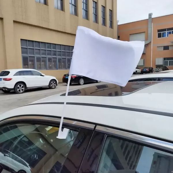 2022 Sublimation Auto Flagge Rohlinge Banner Flaggen Weiße Farbe Wärme Drücken Fabirc Graden Flaggen 11,8 *