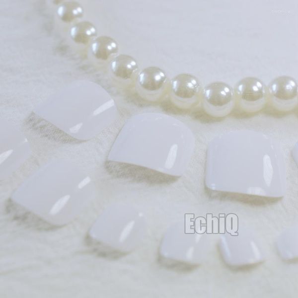 Unghie finte punta semplice Pure White Lady per punte per unghie avvolgenti complete prodotto per salone di trucco 24 pezzi Wt Prud22