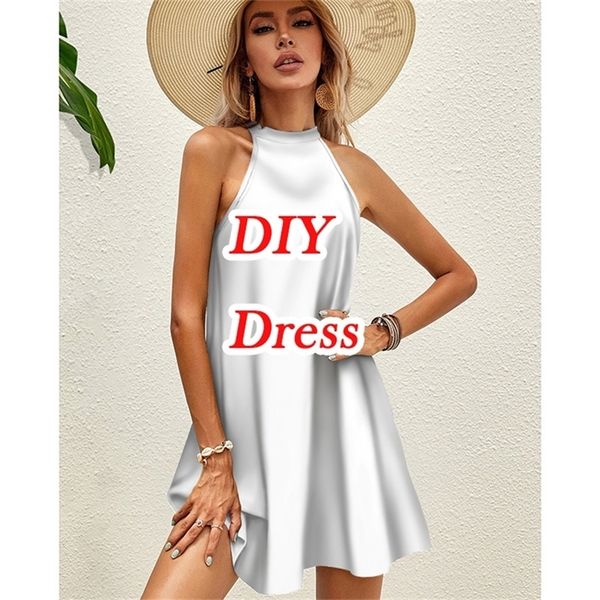 DIY Uma saia personalizada Sexy Mini Dress Mulheres Mulheres Moda de Moda 3D Clube de Impressão Clube de Festas Vestidos Casual Robe Femme 220708