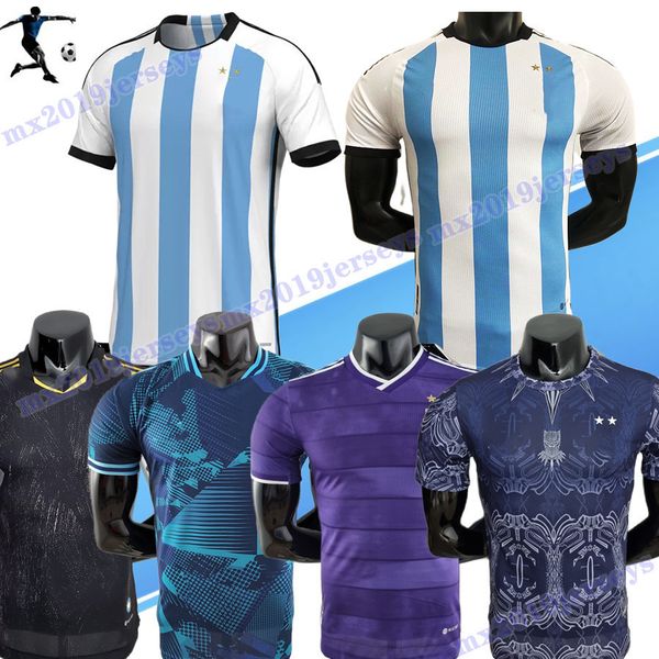 

size s-3xl player version 2022 2023 ar soccer jerseys 22 23 lo celso dybala di maria messis kun aguero 22 23 football shirt kids kit, Black;yellow